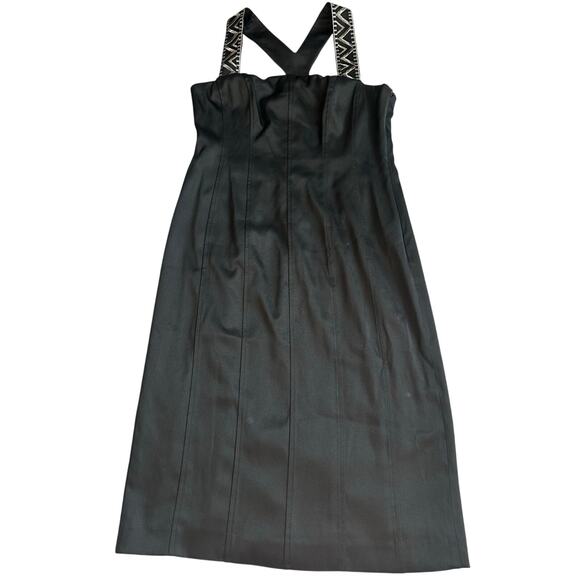 90's Vintage Evan Picone Black, Strappy, Embroidered, Boned, Cocktail Dress- 6 - Picture 1 of 9